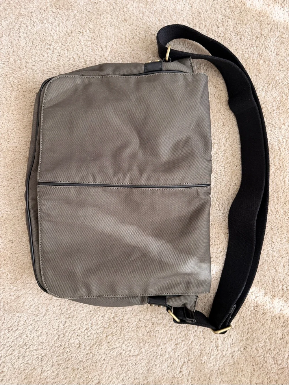 J. Crew Olive Messenger Bag with Black Strap